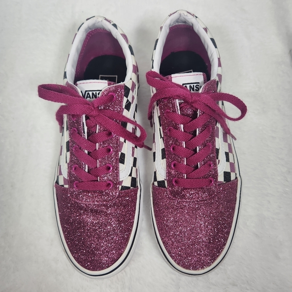 Vans Kids Sneakers - Pink and Black Checkered Size 4.5 - Picture 1 of 10